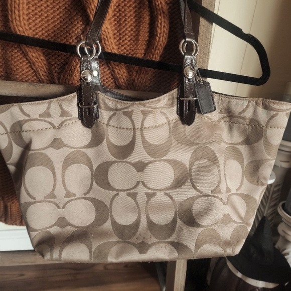Coach print Purse Original Brown & Tan - Picture 1 of 5